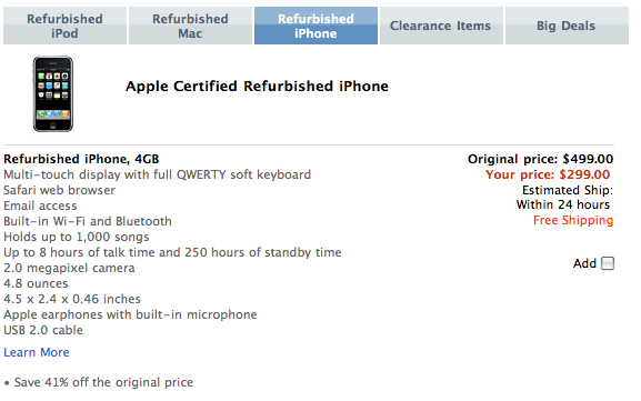 Apple Re-stocks Refurbished iPhone