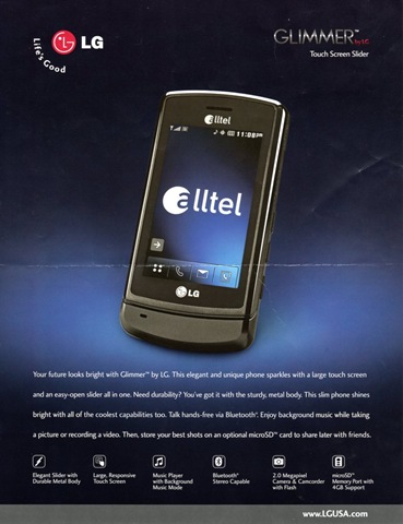 Alltel Advertisement Introduces LG Glimmer