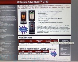 Motorola Adventure V750 Release Information Surfaces