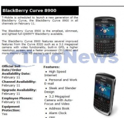 T-Mobile BlackBerry Curve 8900 Now Launching on February 11th