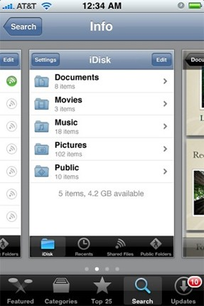 iPhone MobileMe iDisk