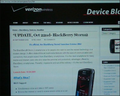 Verizon BlackBerry Storm 2 Employee Info 2