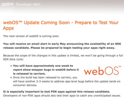 Palm Developer Alert