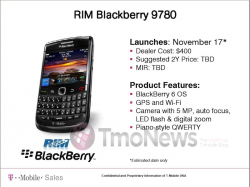 T-Mobile BlackBerry Bold 9780 on November 17th
