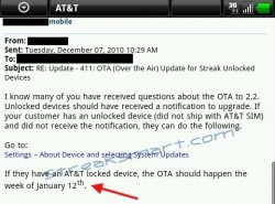 Android Froyo Update for AT&T Dell Streak Delayed Until January 12th