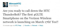 HTC Thunderbolt Release Confirmed for Thursday