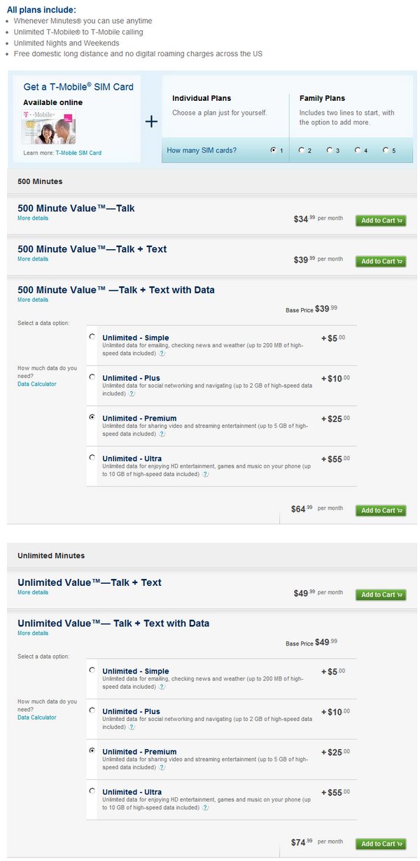 T-Mobile Value Plans
