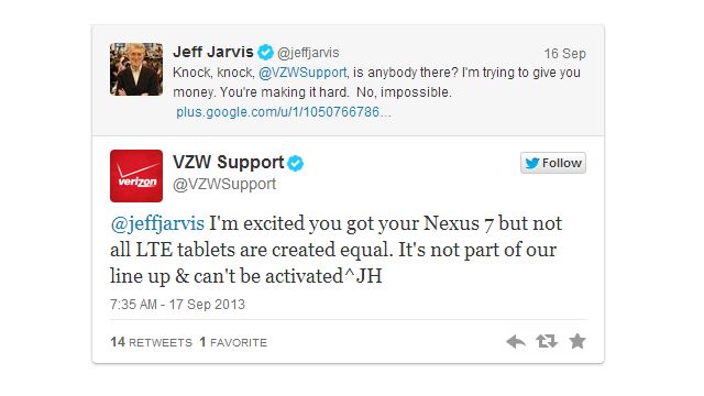 VZW Nexus 7 LTE activation denial