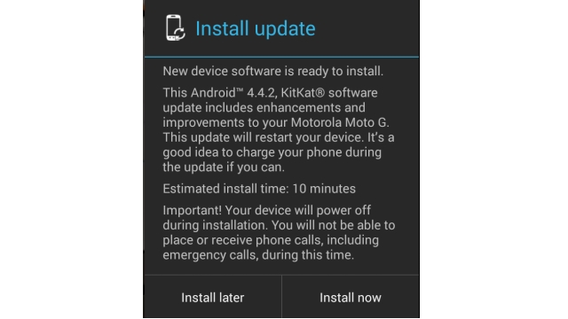 Verizon Moto G KitKat Update